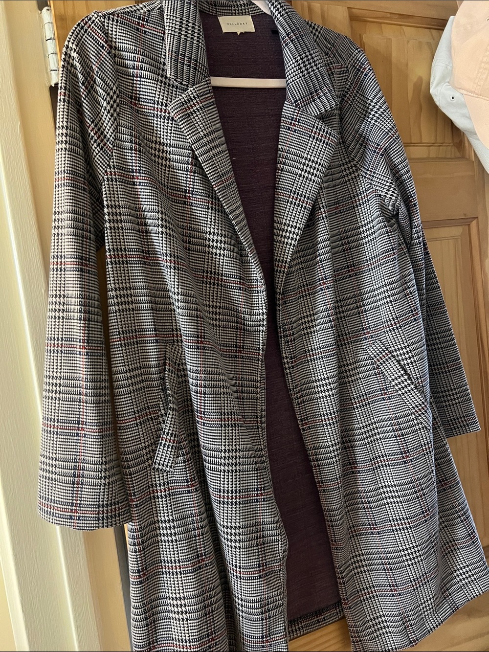 Open Plaid Tunic Blazer NWOT